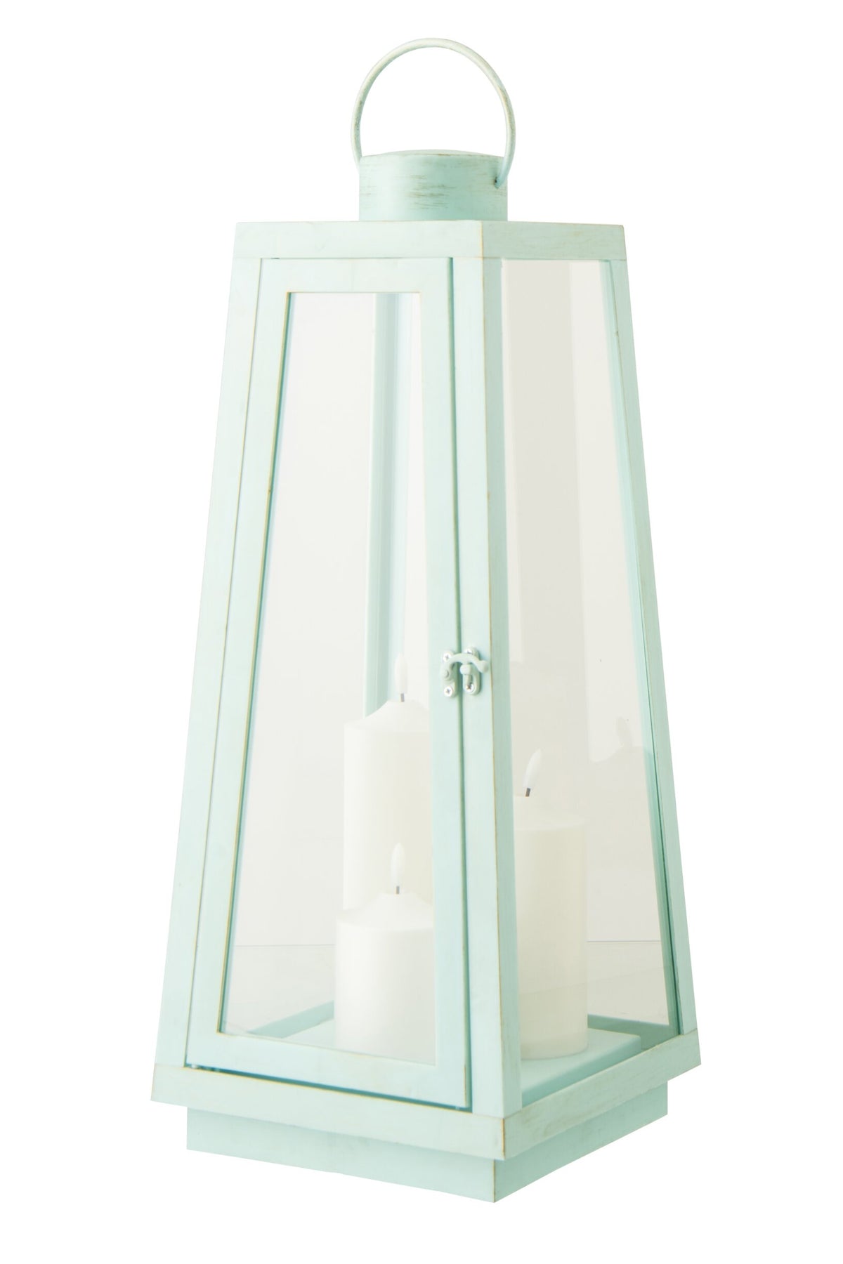Lantaarn +  Candle Led Glas Turquoise Large