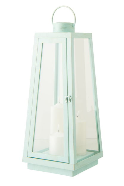 Lantaarn +  Candle Led Glas Turquoise Large