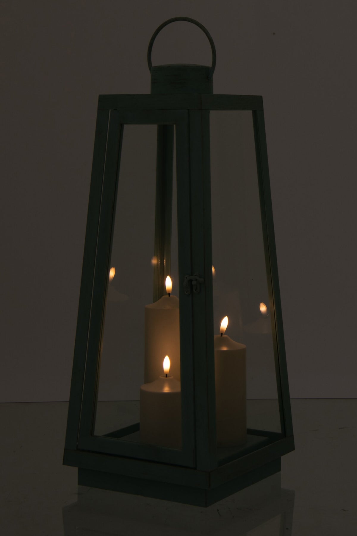 Lantaarn +  Candle Led Glas Turquoise Large