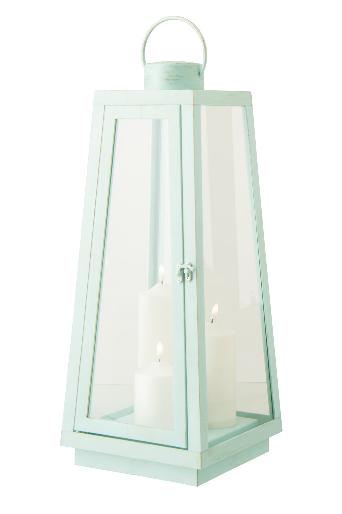 Lantaarn +  Candle Led Glas Turquoise Large