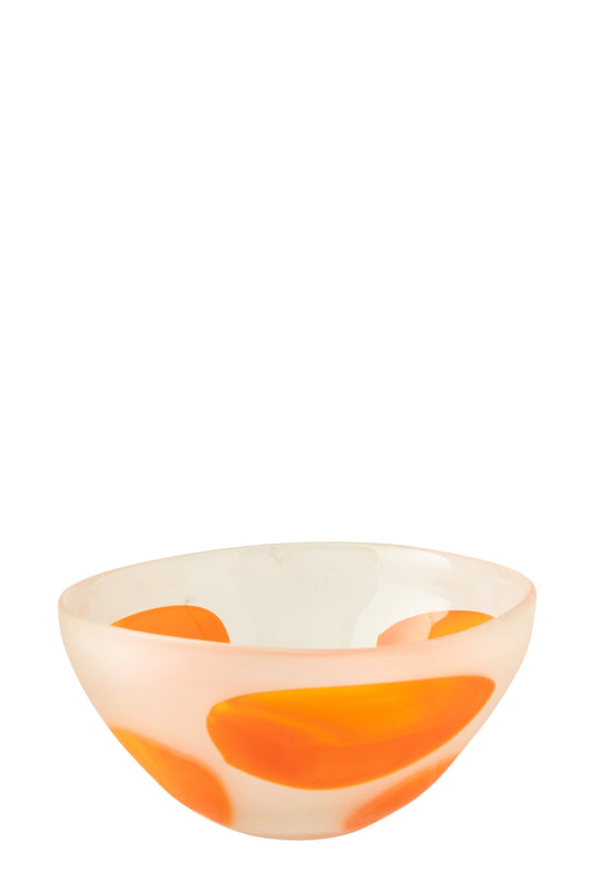 Decoratief kom stippen glas donkeroranje/transparant