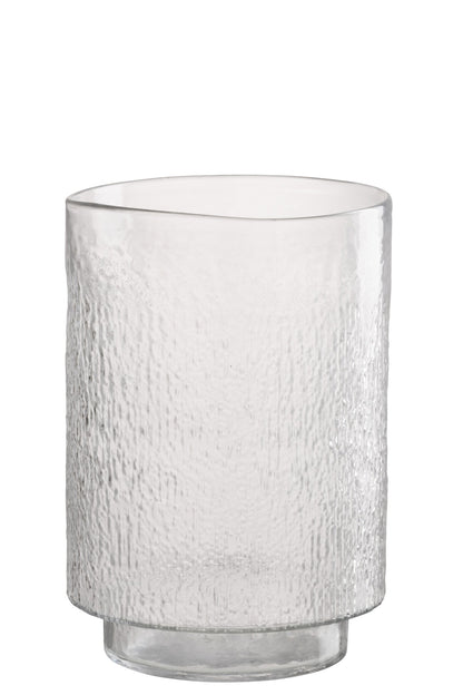 Vase Cylinder Relief Glass Transparent Medium