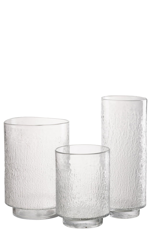 Vase Cylinder Relief Glass Transparent Large
