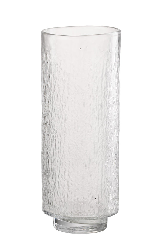 Vase Cylinder Relief Glass Transparent Large