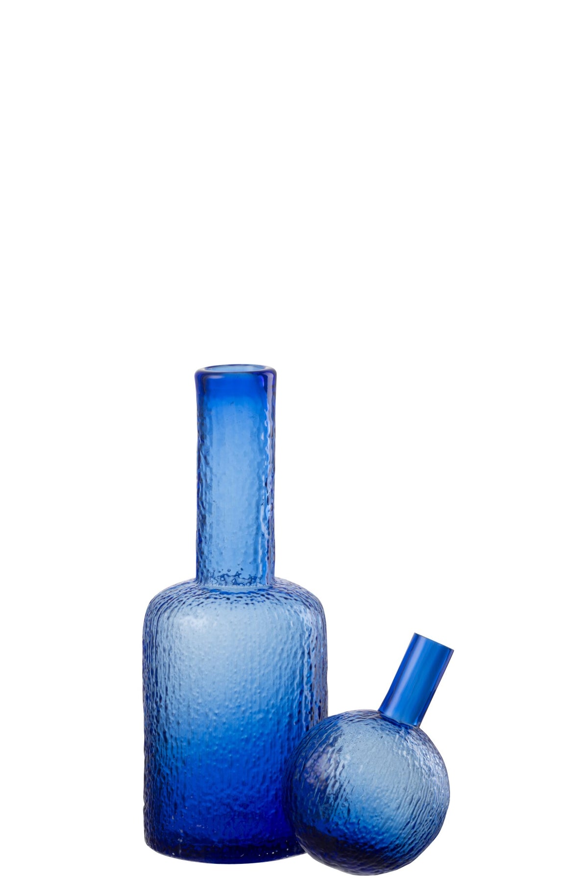 Bottle Decorative Relief Glass Blue Small