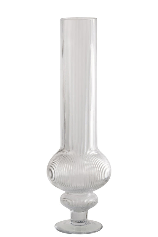 Vase Ada Ribbed Glass Transparent Large