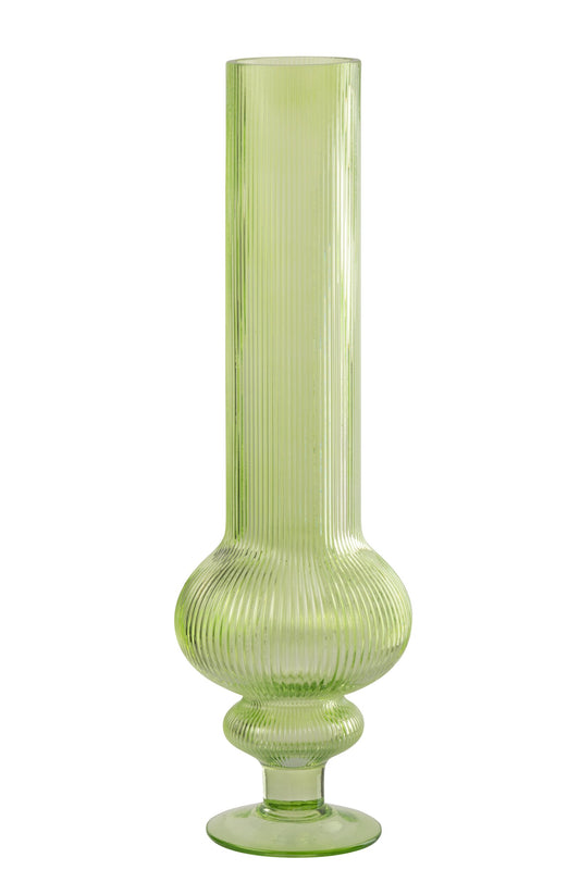 Vase Ada Ribbed Glass Green Large