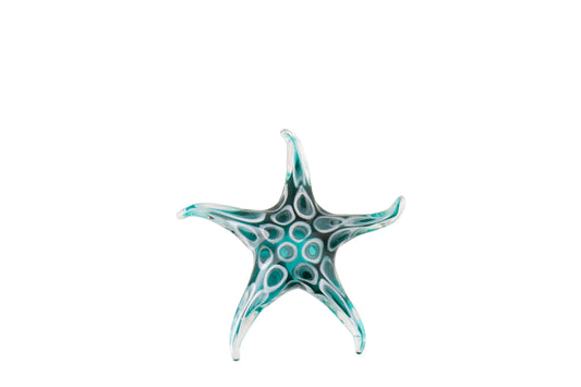 Paperweight Seastar Dots Glass Turquoise