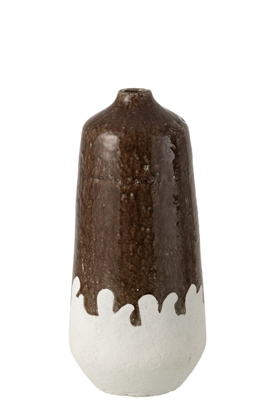 Vase 2 Parts Clay White/Dark Brown Small
