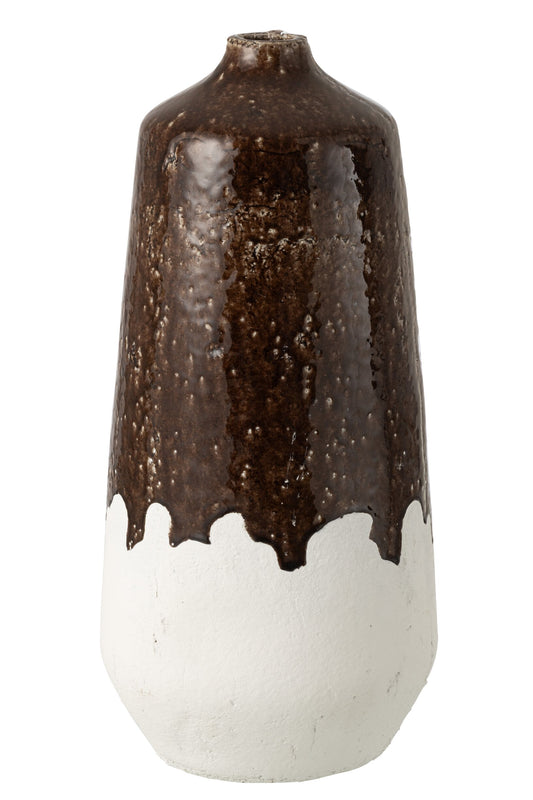 Vase 2 Parts Clay White/Dark Brown Large