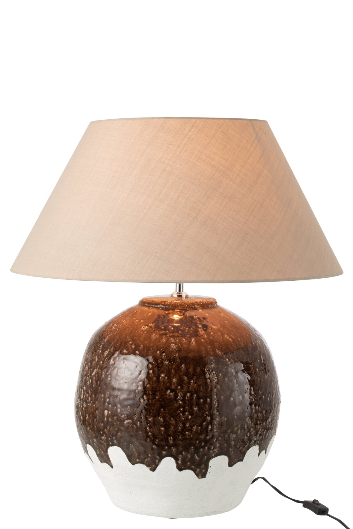 Table lamp 2 parts round clay white/dark brown