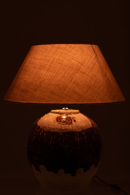 Table lamp 2 parts round clay white/dark brown