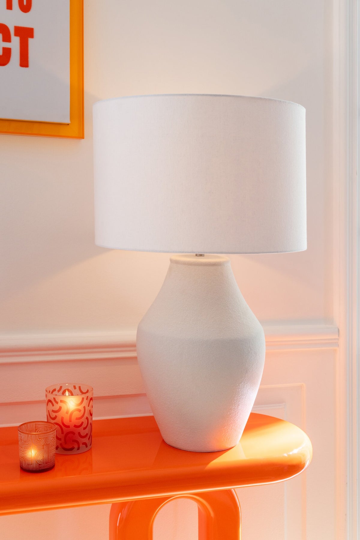 Theelichthouder Modern Glas Oranje/Wit Small Assortiment Van 2