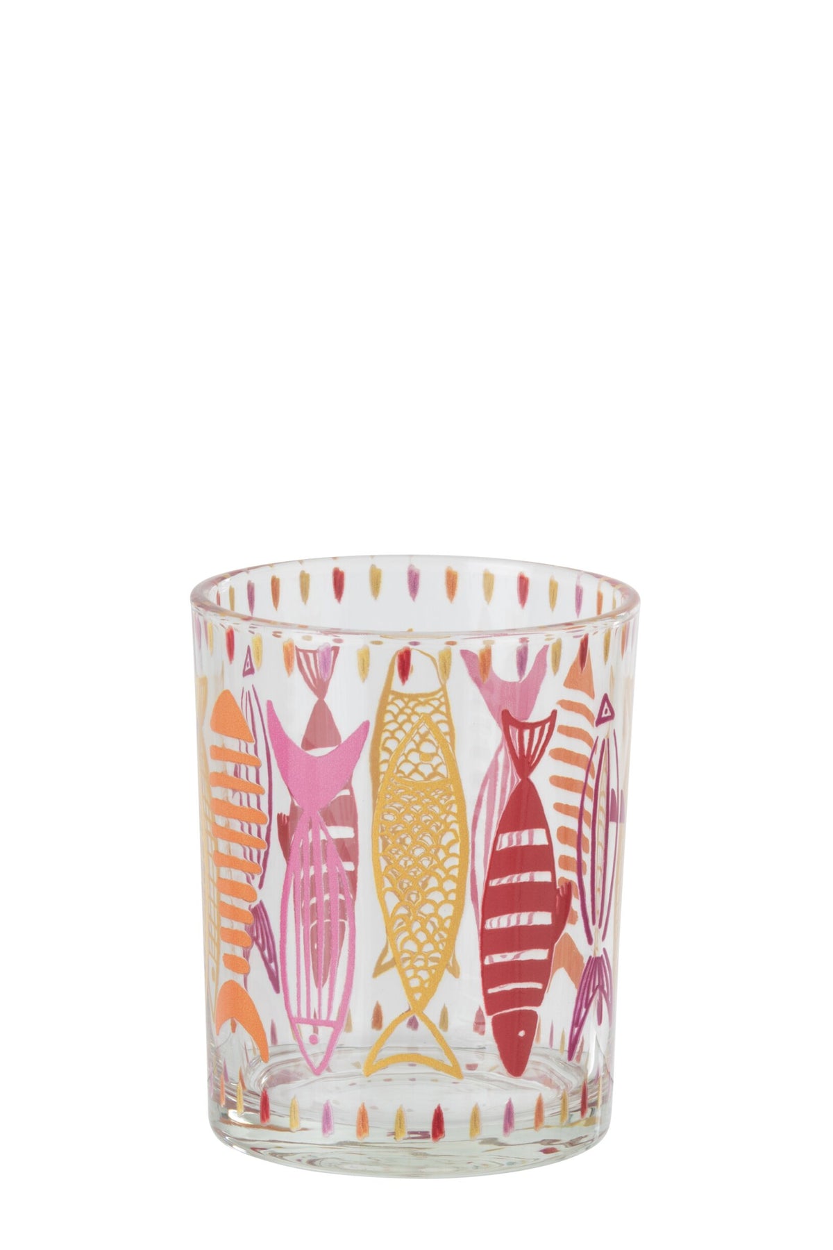 Theelichthouder Vis Glas Roze/Oranje Medium