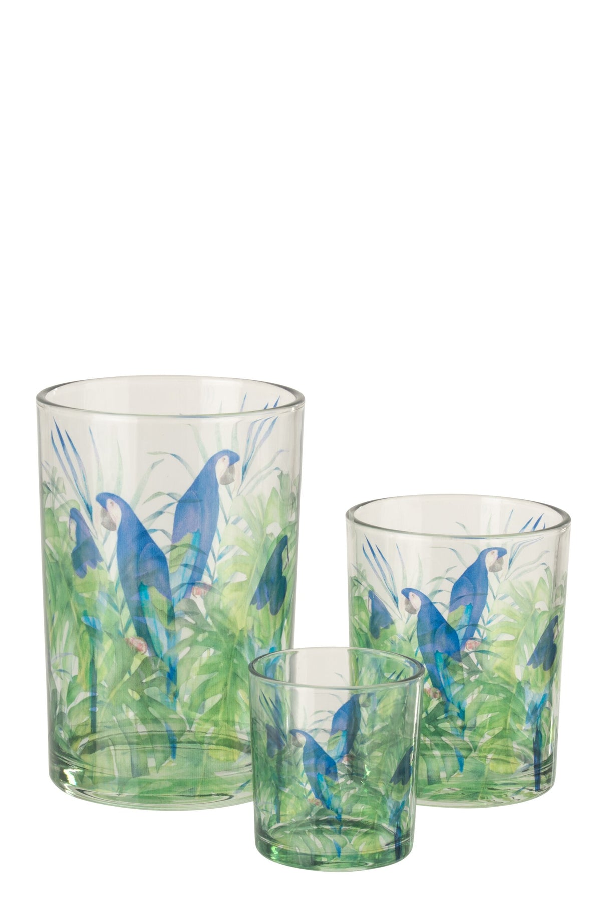 Windlicht Papegaai Glas Blauw/Groen Large