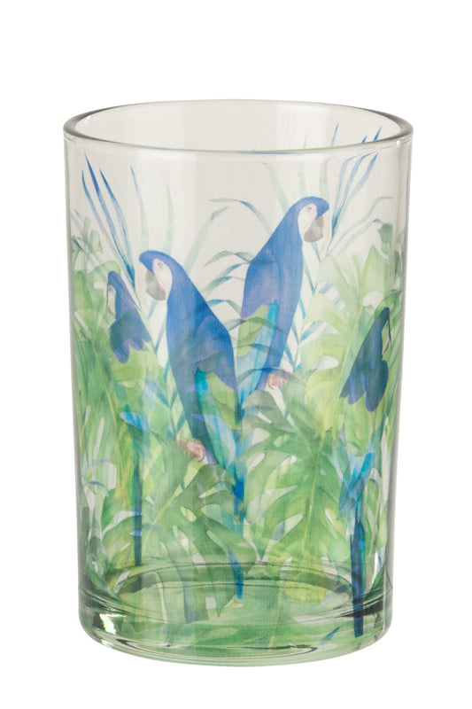 Windlicht Papegaai Glas Blauw/Groen Large