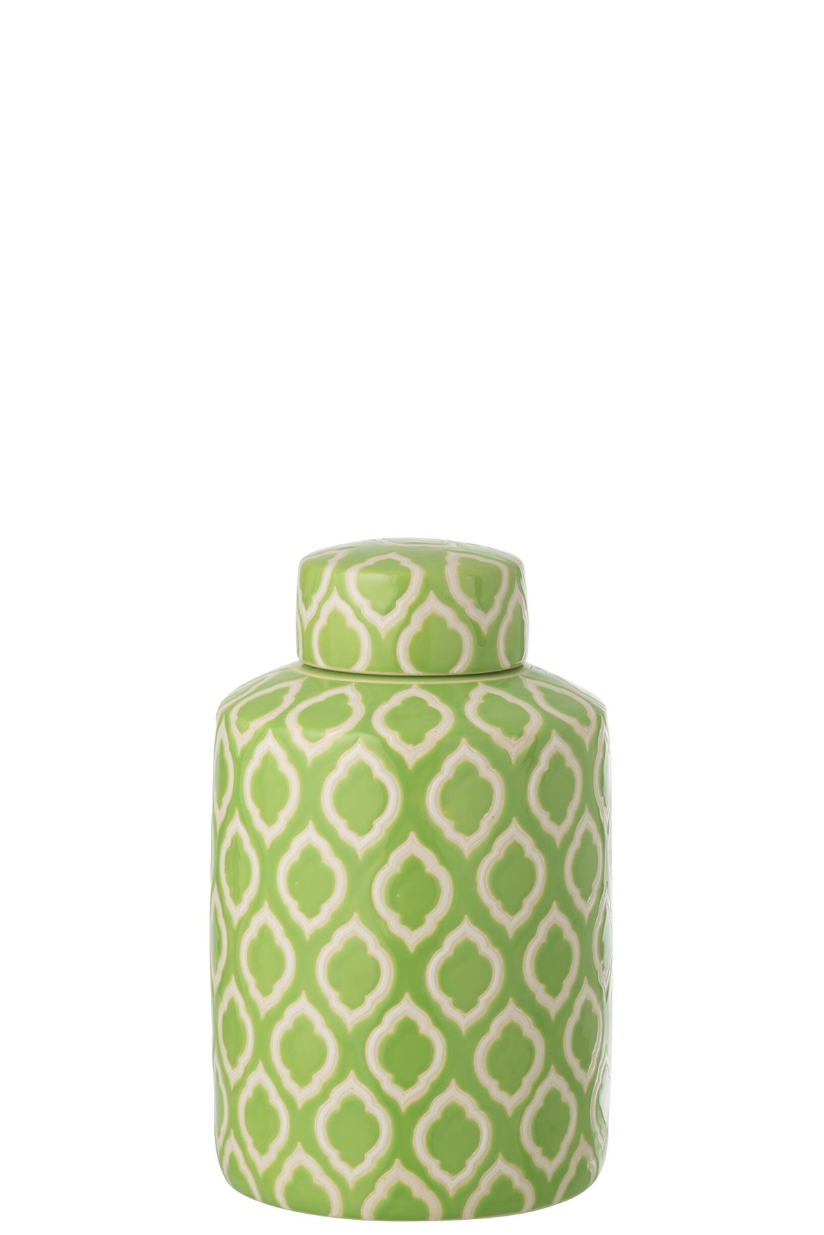 Jar Decorative Checkered Porcelain Green/White Large