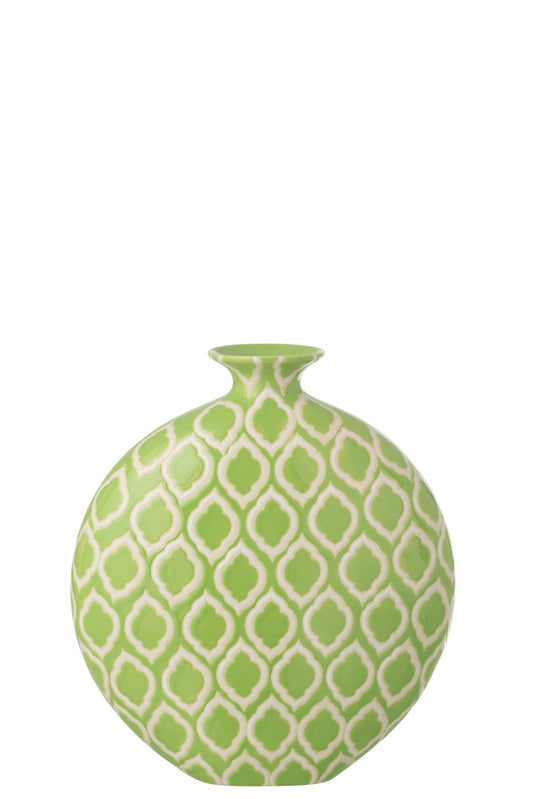 Vase Checkered Porcelain Green/White Small