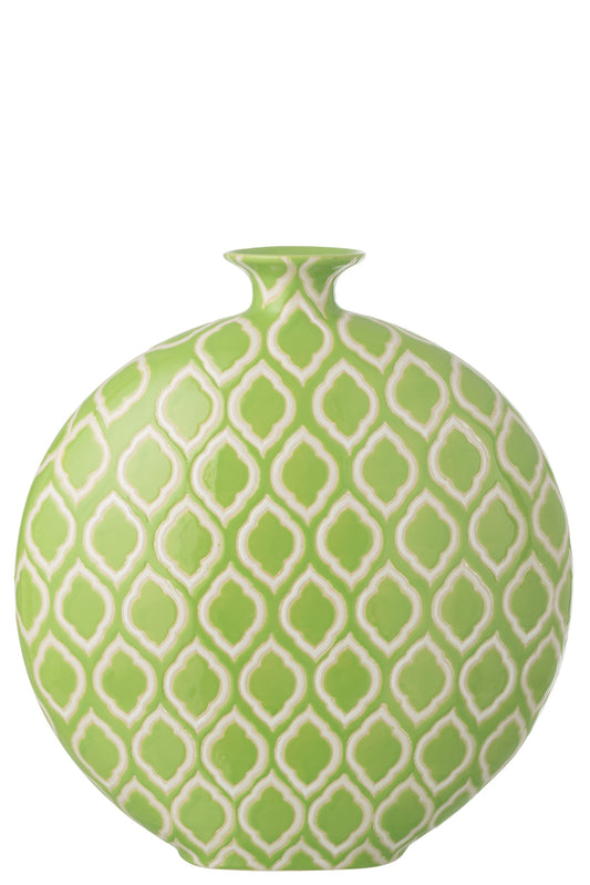Vase Checkered Porcelain Green/White Large