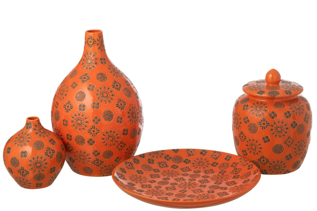 Decorative Tray Billy Porcelain Orange/Black
