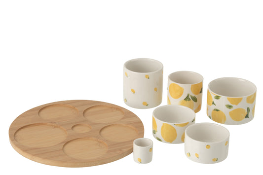 Aperitif set lemon ceramic white/yellow