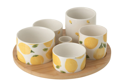 Aperitif set lemon ceramic white/yellow