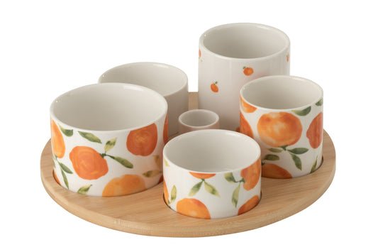Aperitif set orange ceramic white/orange large