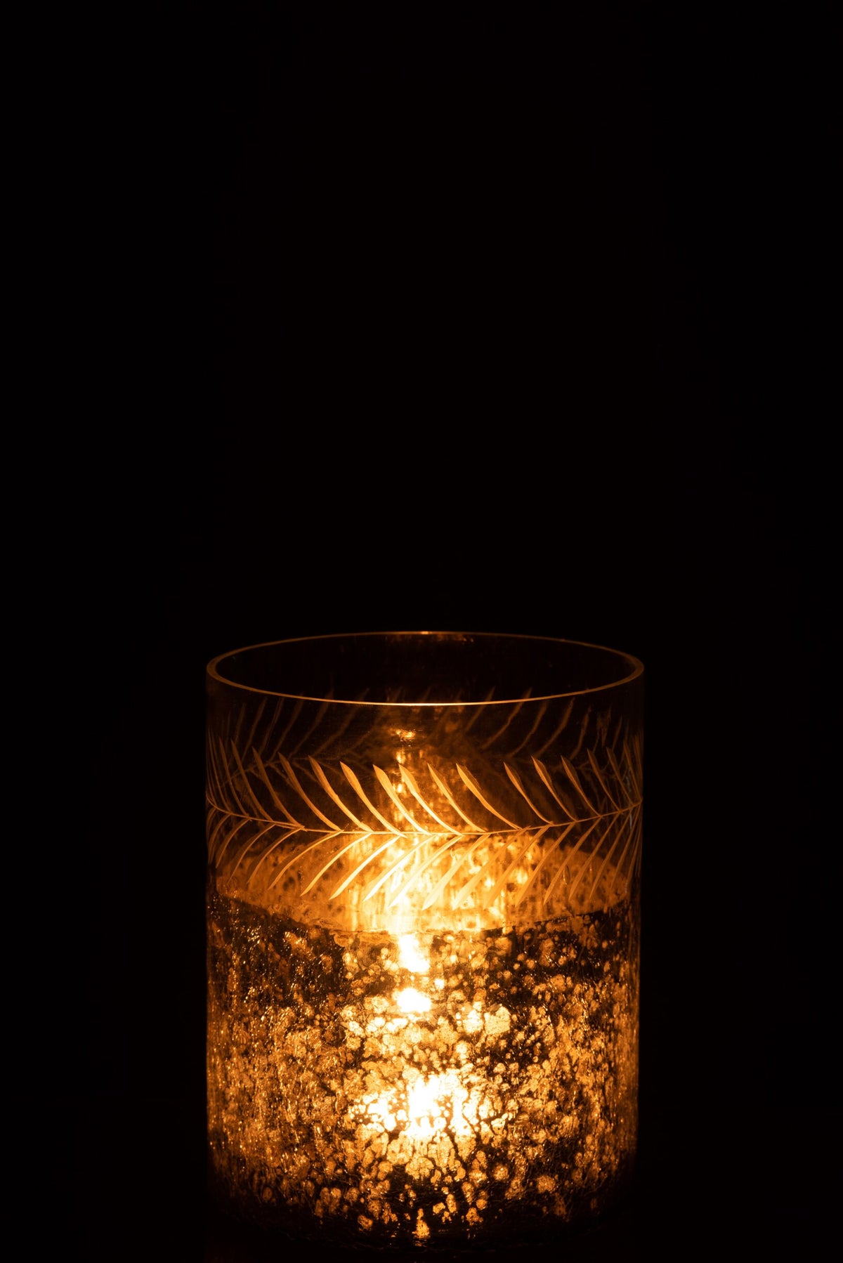 Windlicht Klassiek Crackle Glas Transparant/Zilver Small