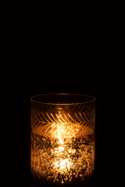 Windlicht Klassiek Crackle Glas Transparant/Zilver Small