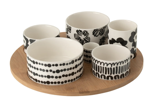 Large white/black ceramic aperitif set