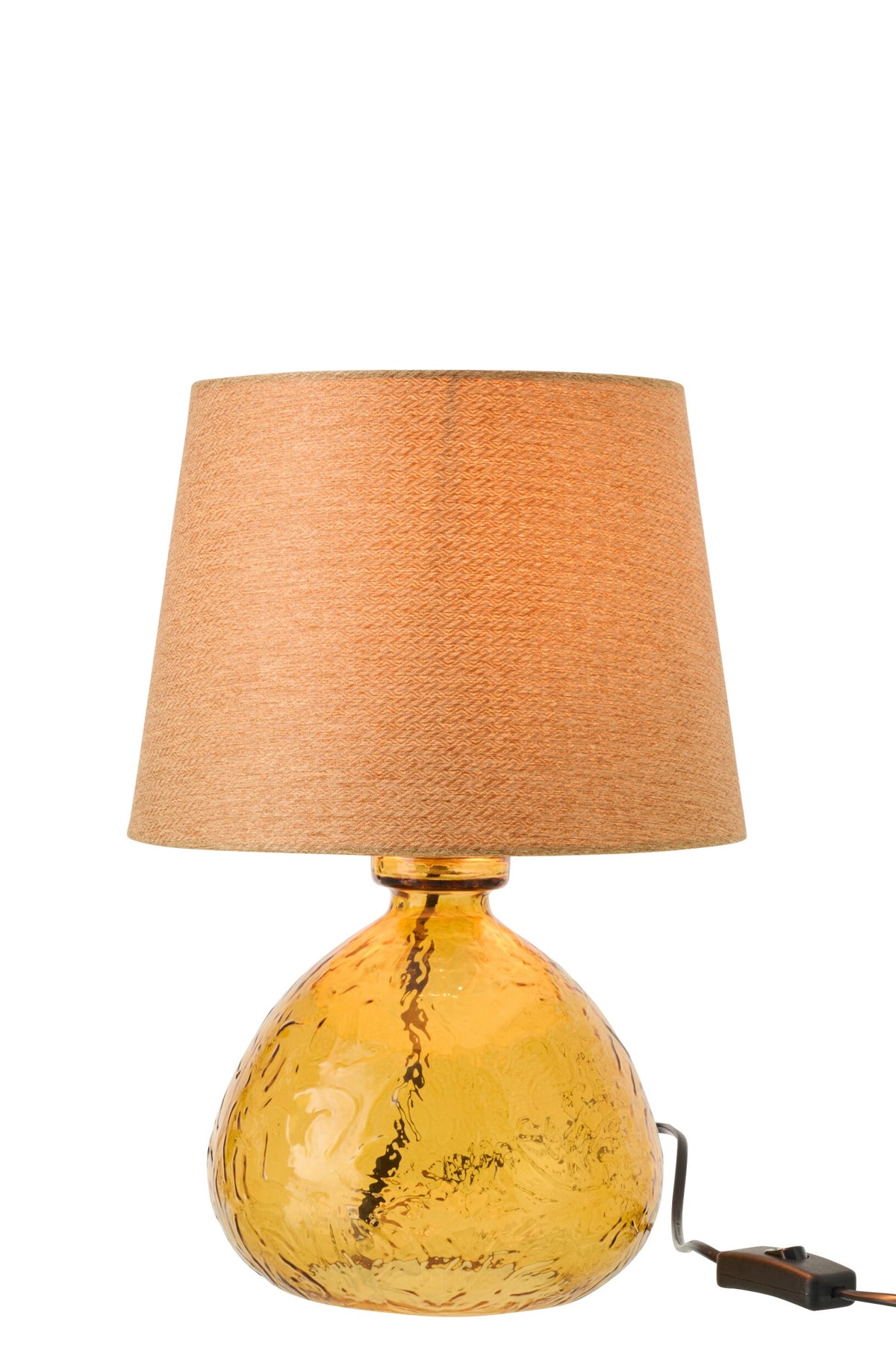 Table lamp glass globe ochre yellow
