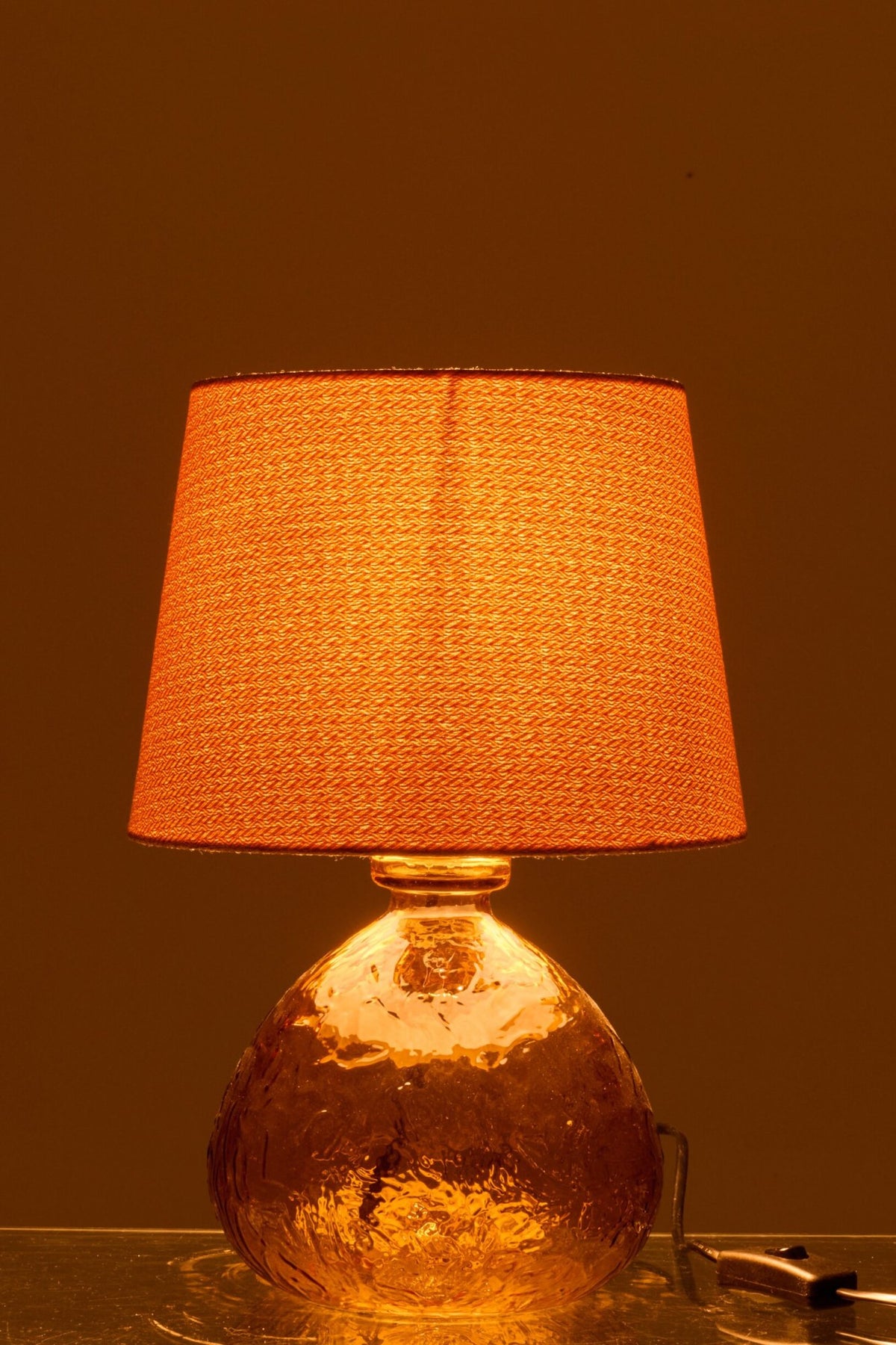 Table lamp glass globe ochre yellow