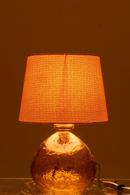 Table lamp glass globe ochre yellow