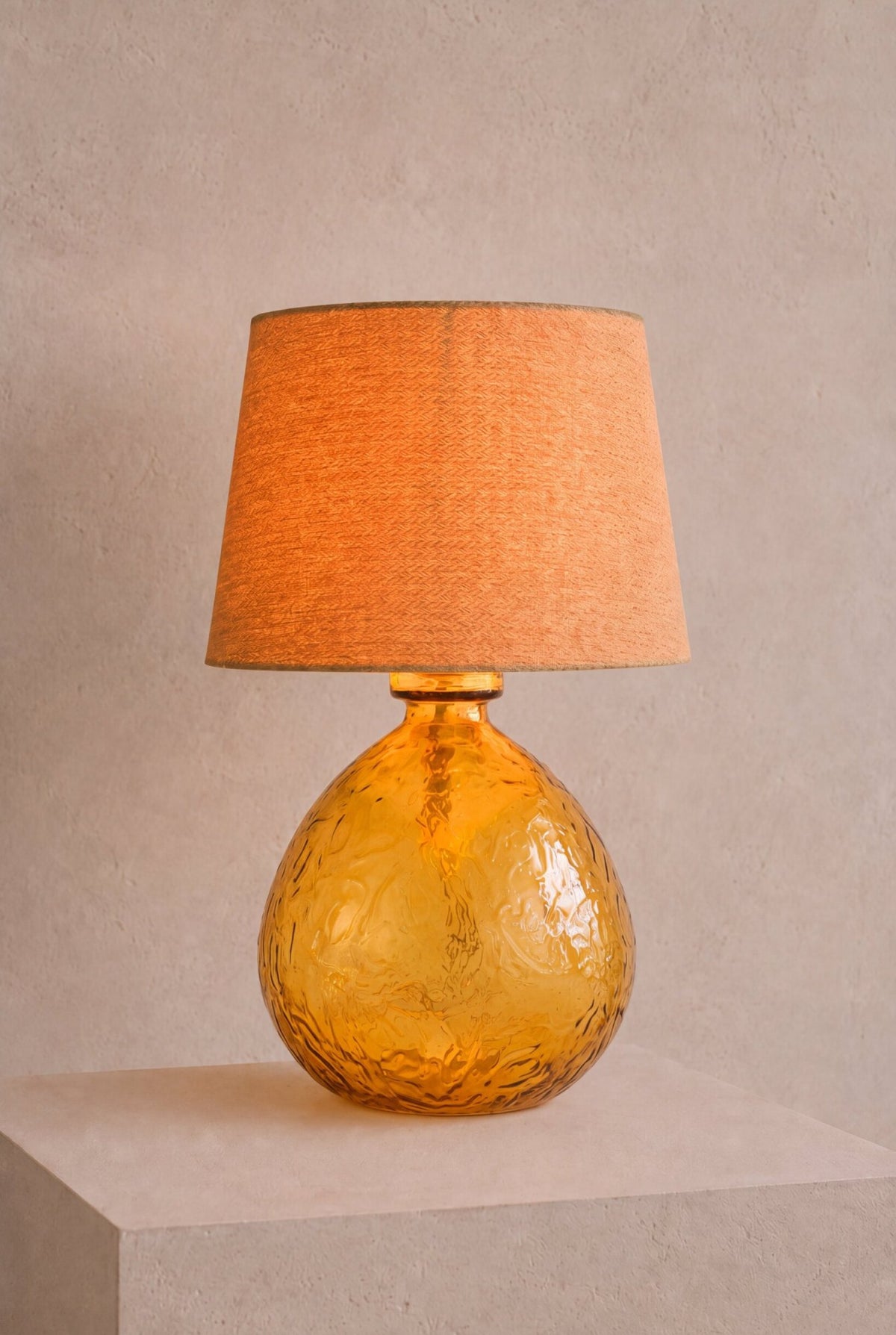 Table lamp glass globe ochre yellow
