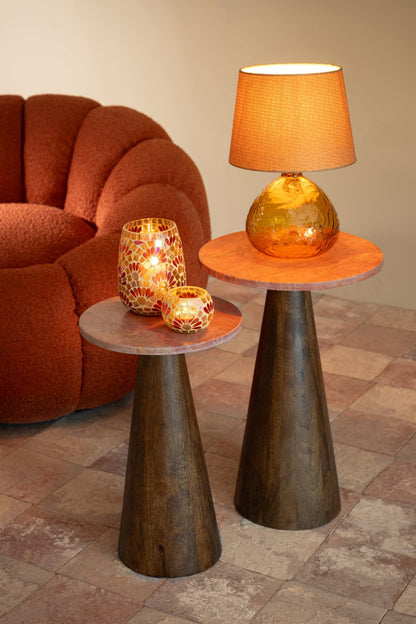 Table lamp glass globe ochre yellow