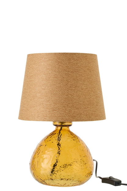 Table lamp glass globe ochre yellow