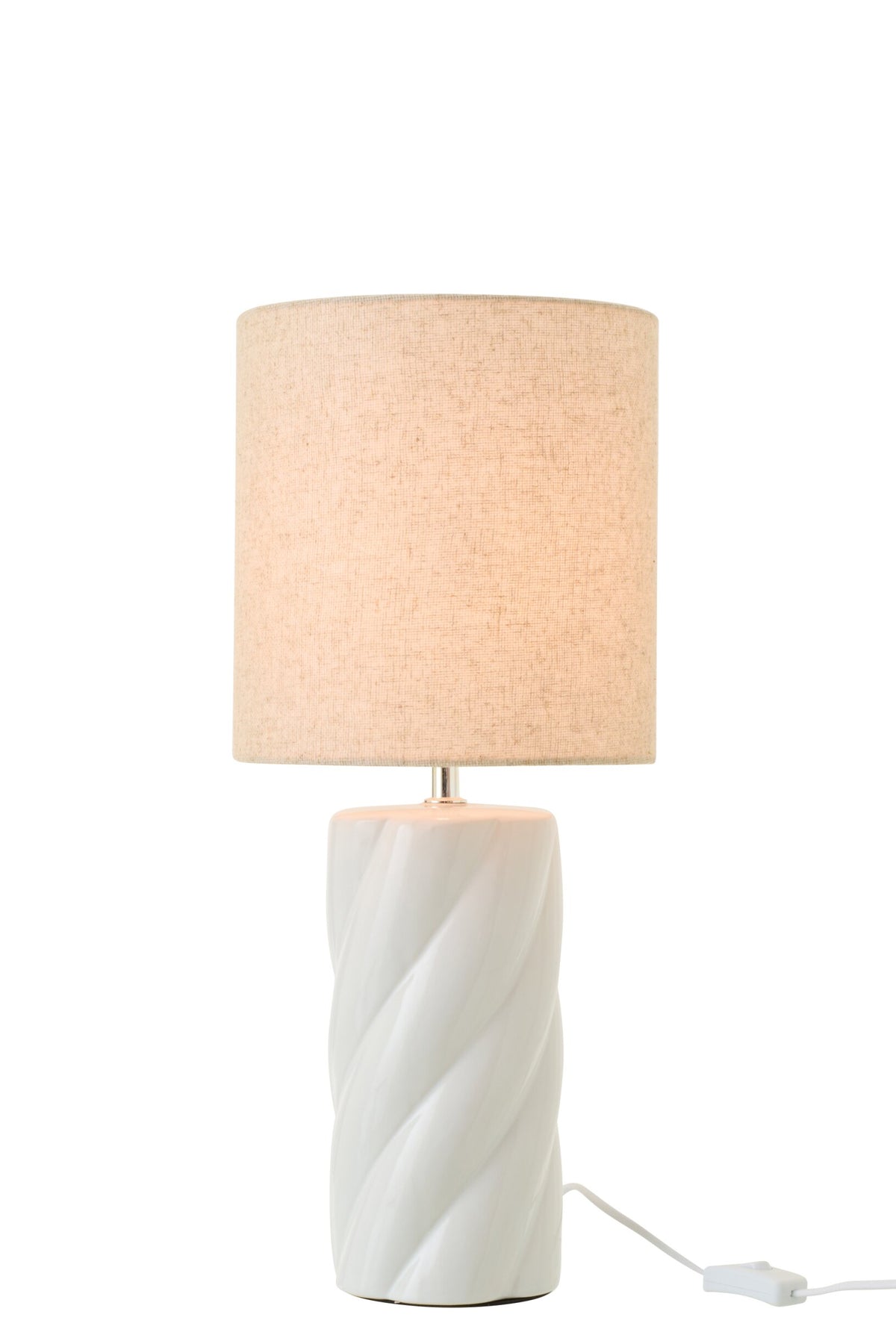 Table lamp curly ceramic white/natural large