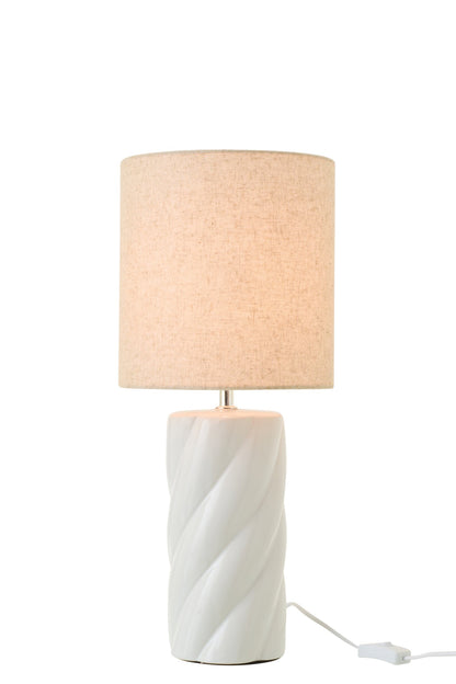 Table lamp curly ceramic white/natural large