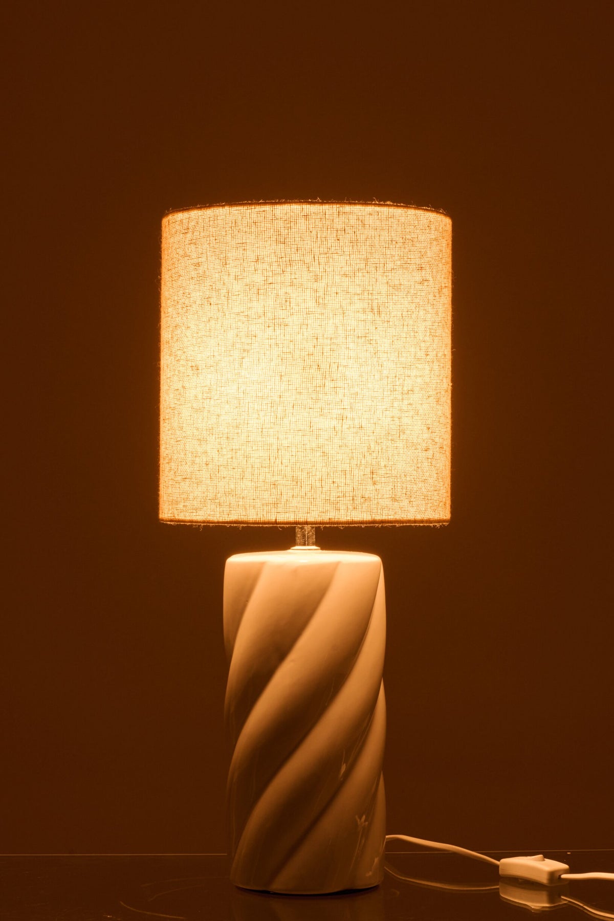 Table lamp curly ceramic white/natural large