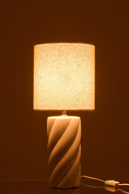 Table lamp curly ceramic white/natural large