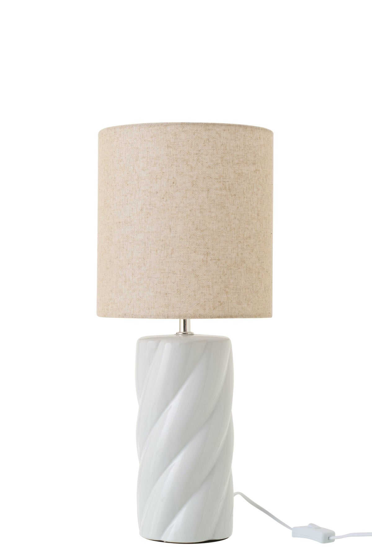 Table lamp curly ceramic white/natural large