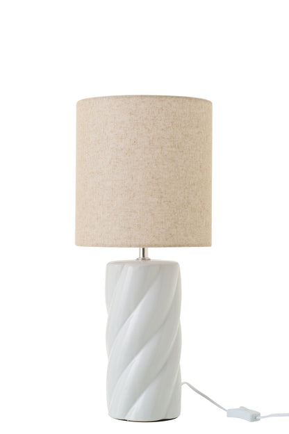 Table lamp curly ceramic white/natural large