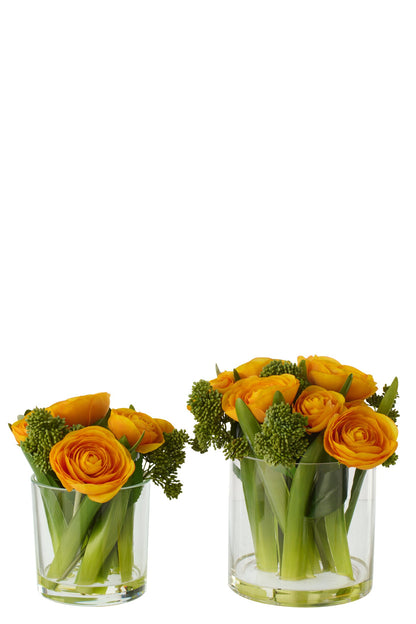 Ranunculus In Vase Fabric Yellow/Transparent Large