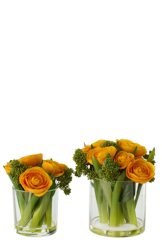 Ranunculus In Vase Fabric Yellow/Transparent Large