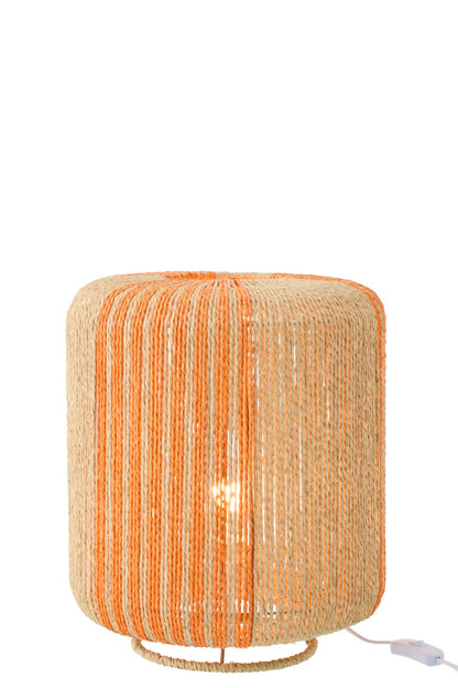 Table lamp rope cylinder metal orange/natural small