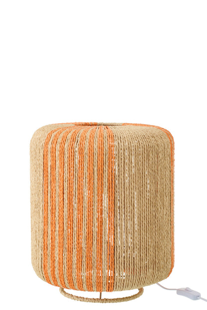 Table lamp rope cylinder metal orange/natural small