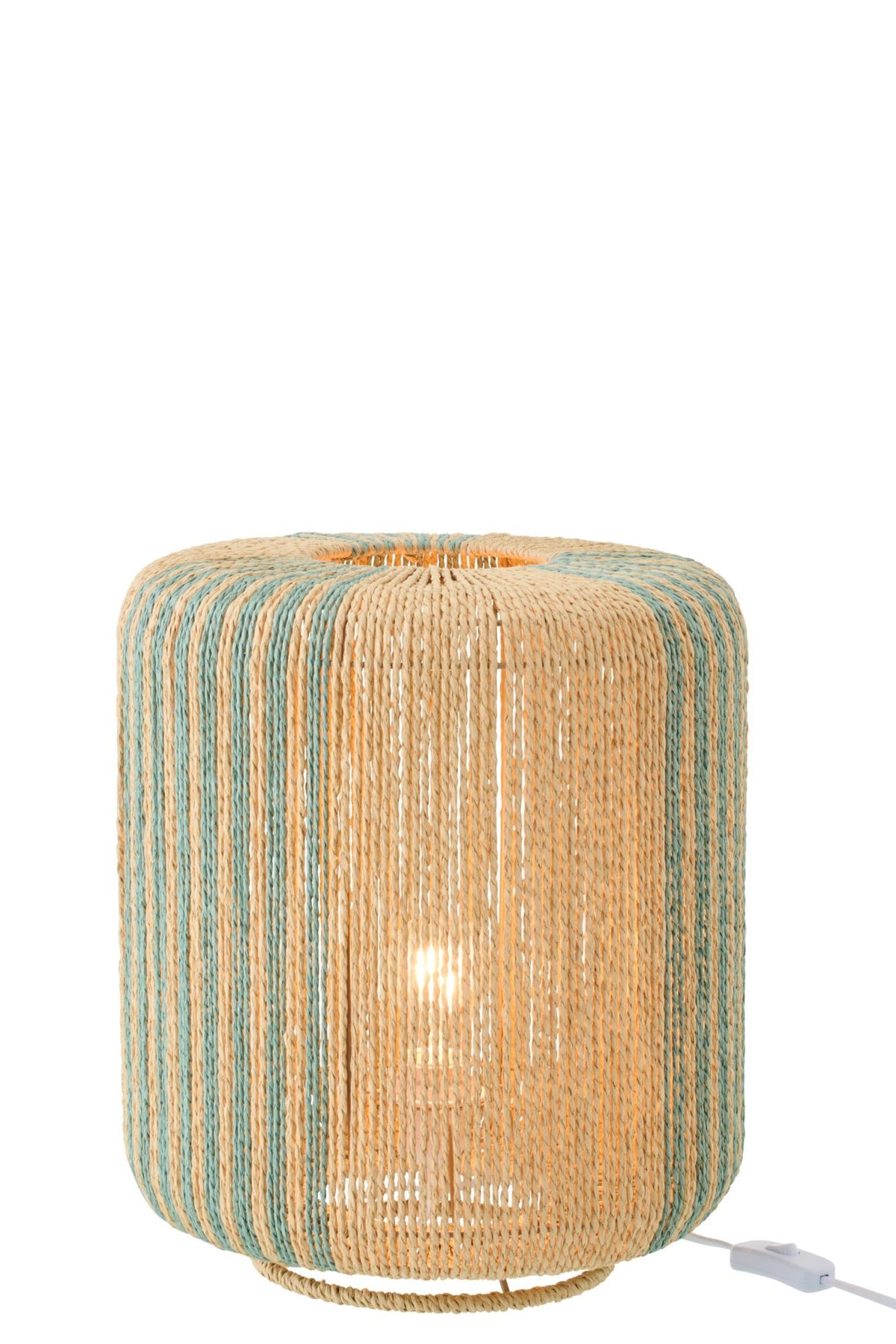 Table lamp rope cylinder metal turquoise/natural small