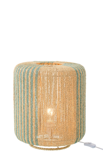 Table lamp rope cylinder metal turquoise/natural small