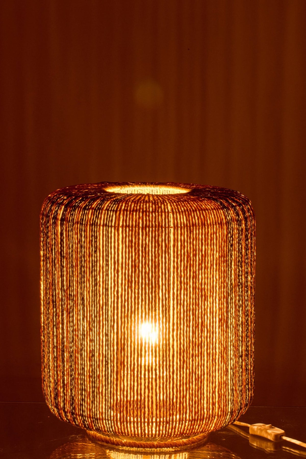 Table lamp rope cylinder metal turquoise/natural small