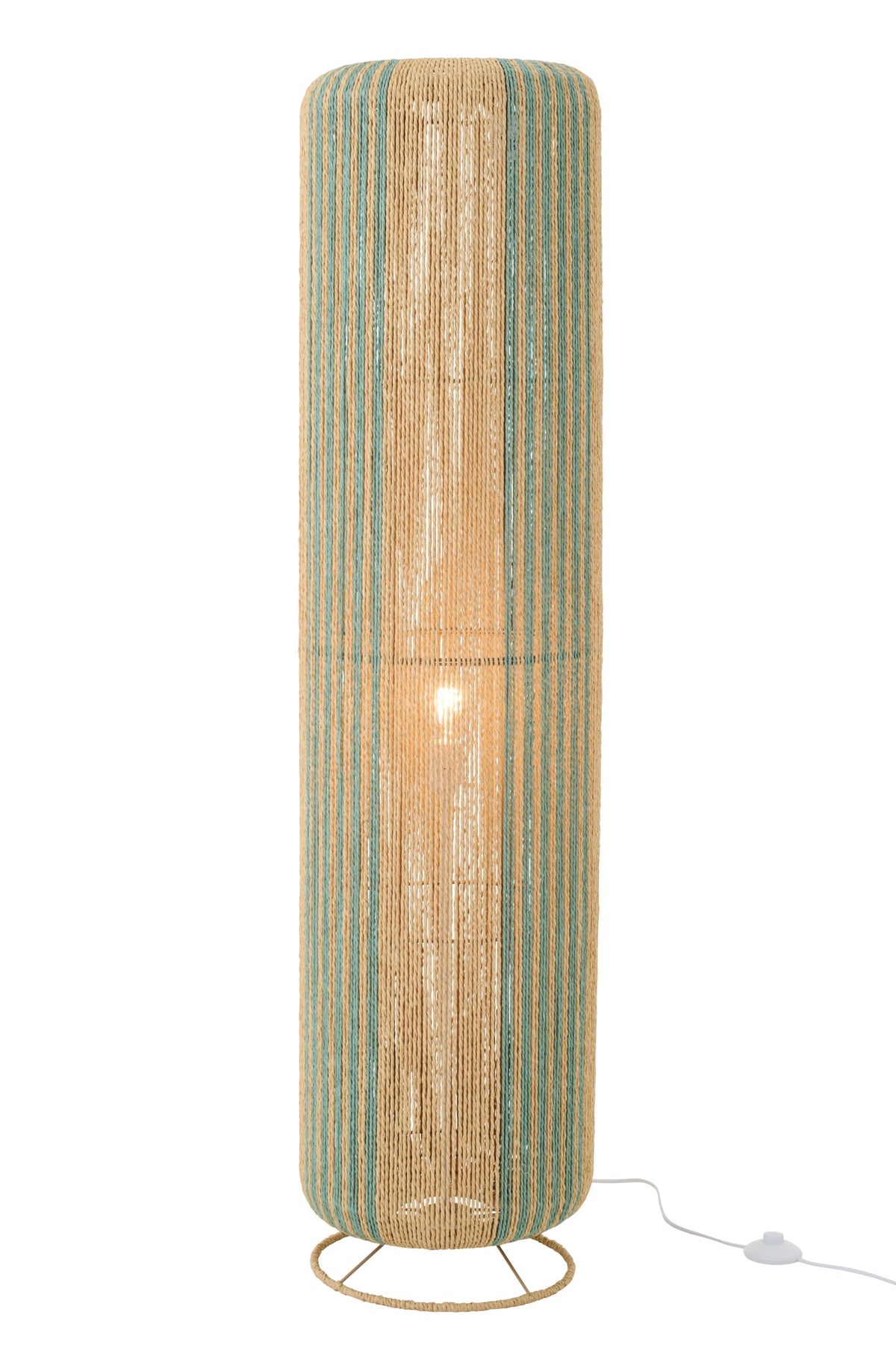 Floor lamp rope cylinder metal turquoise/natural large